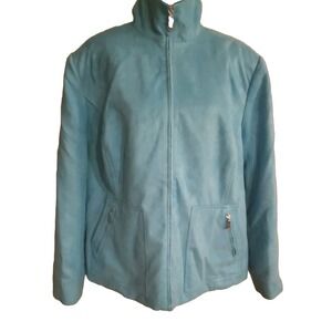 Sz 18W Evan Picone Full Zip Soft Faux Suede Lined Blue Jacket, Coat, Blazer EUC